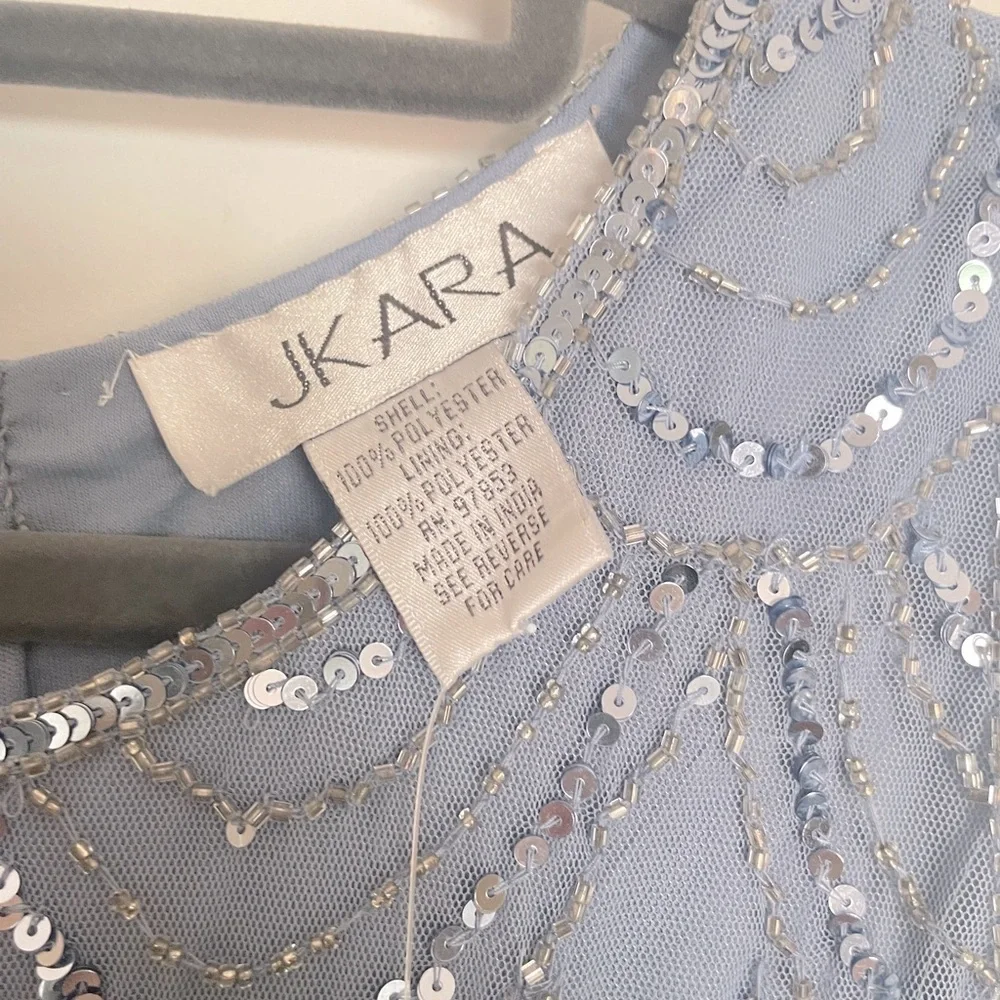 NWT J Kara Sleeveless Evening Gown Dusty Blue/Silver  Size 16 - Picture 5 of 14